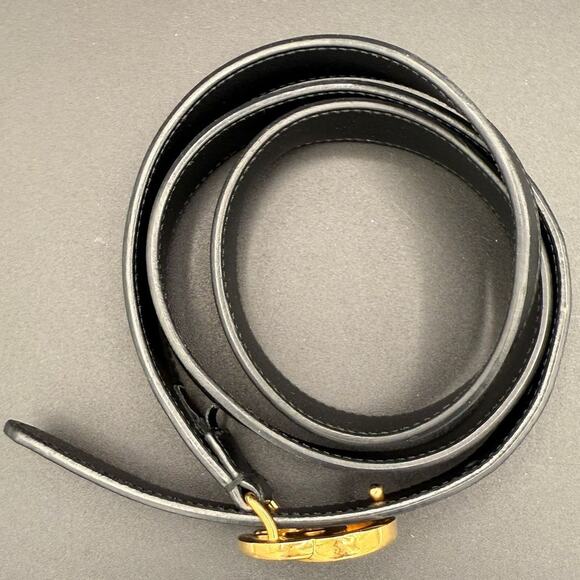 Gucci Marmont Women's Gold Black Leather Authentic Double G Buckle Belt - 39" - Picture 4 of 9